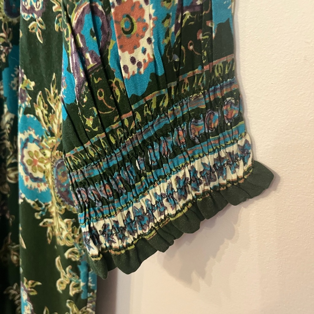 Natural Life Dara Green Floral Tie, boho V-neck Boho Oversized midi maxi dress S - Picture 8 of 10